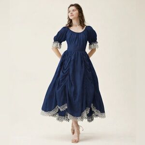 Linennaive Elowen 27 | Lace Linen Dress Gown | Cottagecore Renaissance Dress